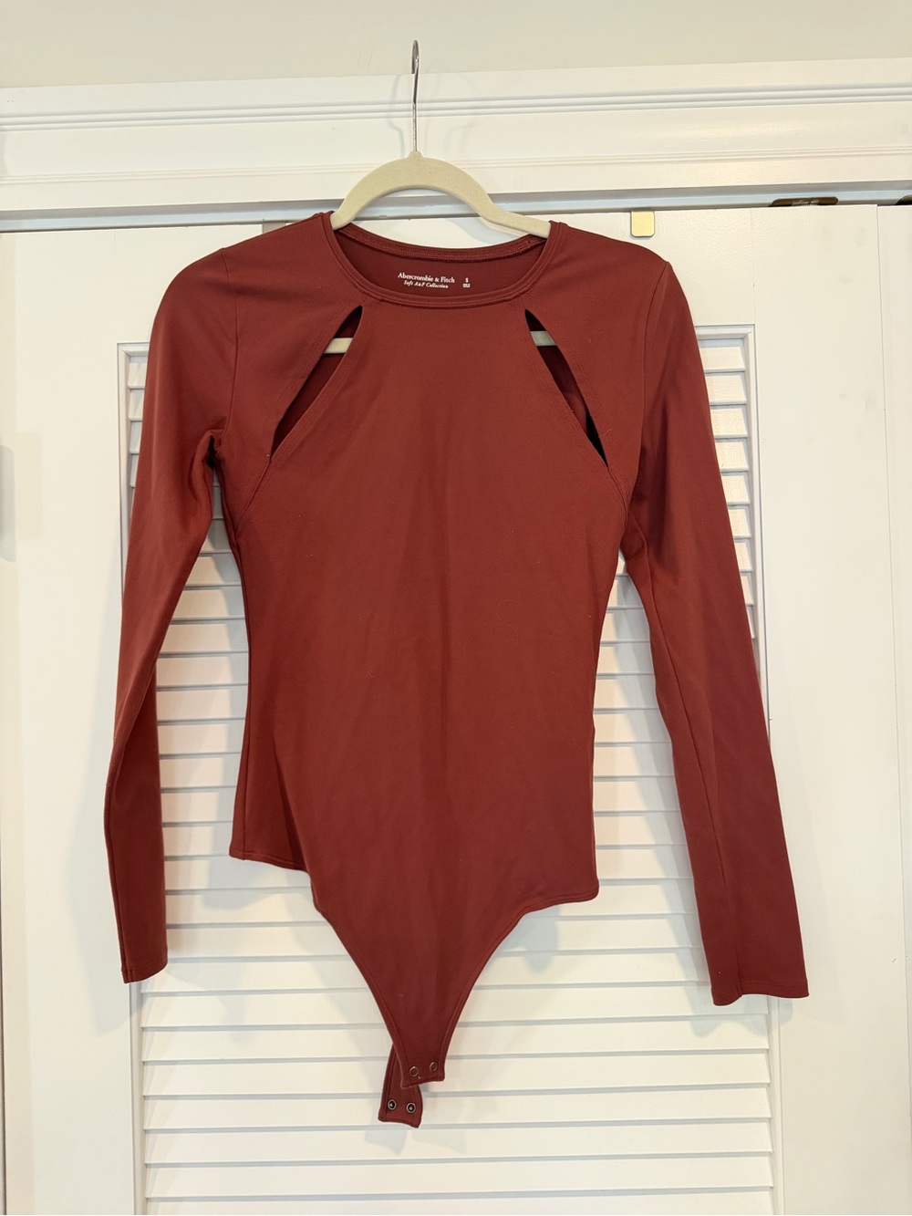 Abercrombie & Fitch Rust Red Long-Sleeve Cutout Bodysuit